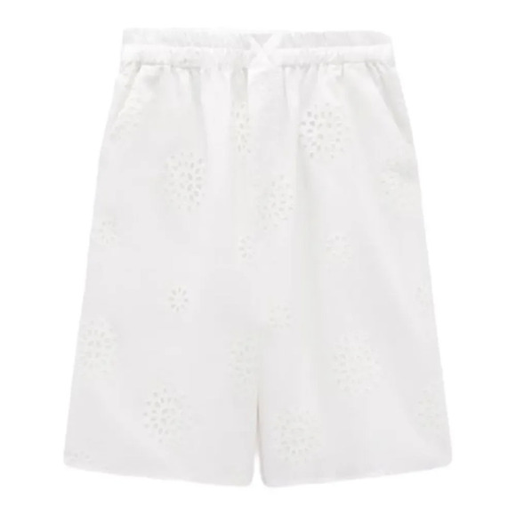 ZARA | White | EMBROIDERED LONG SHORTS - Picture 2 of 11